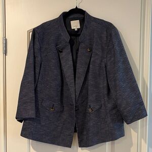 Sejour Black and White Textured Blazer Size 20W